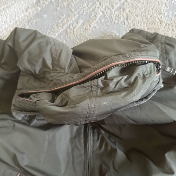 Polo Ralph Lauren Olive Green Jacket brown Leather accents hood casual large - Picture 10 of 13